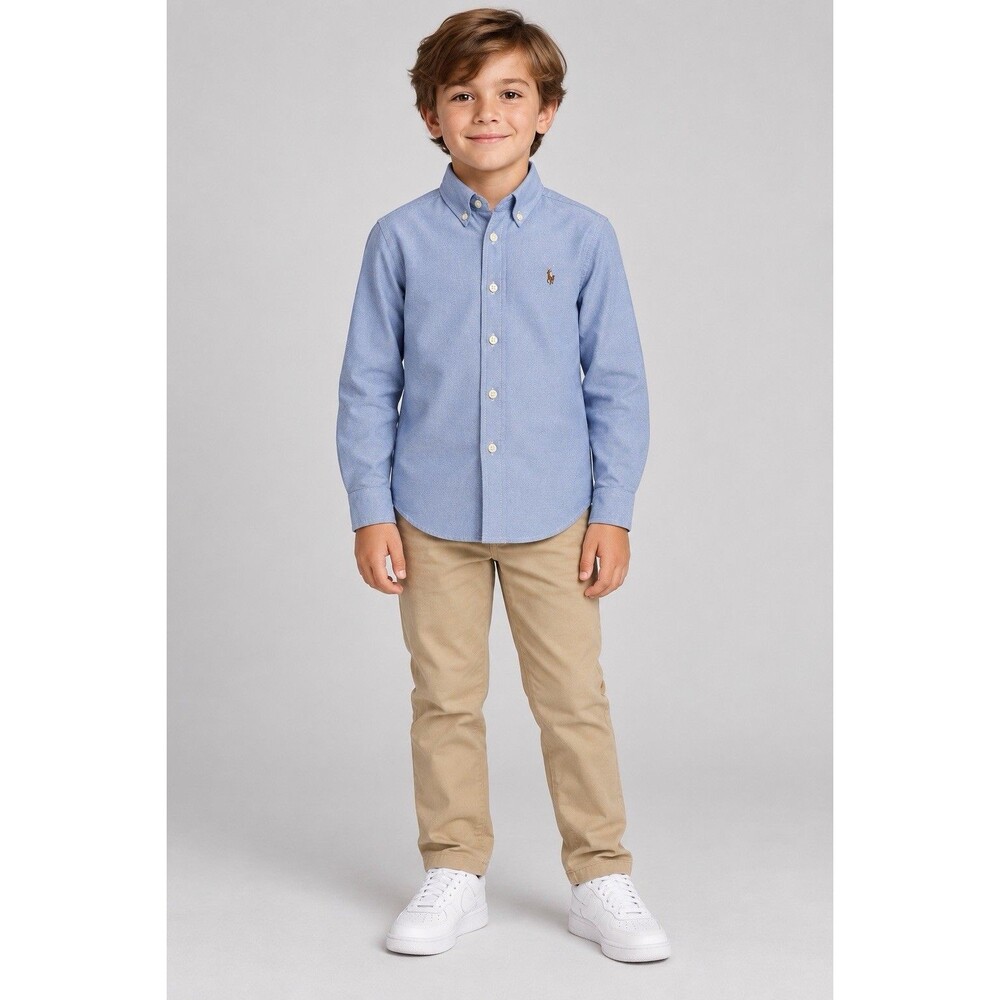 Polo Ralph Lauren Shirt Boys Size S (8) Blue Oxford Long Sleeve Pony Button Down